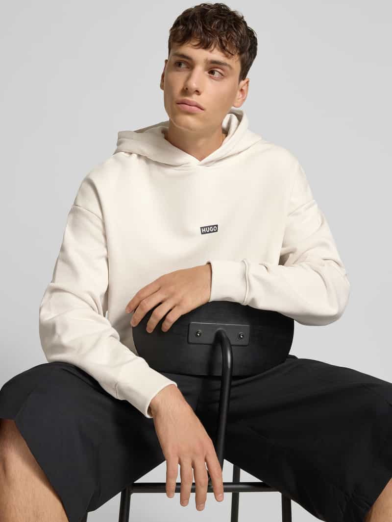Hugo Blue Loose fit hoodie van puur katoen model 'NAZARDO'