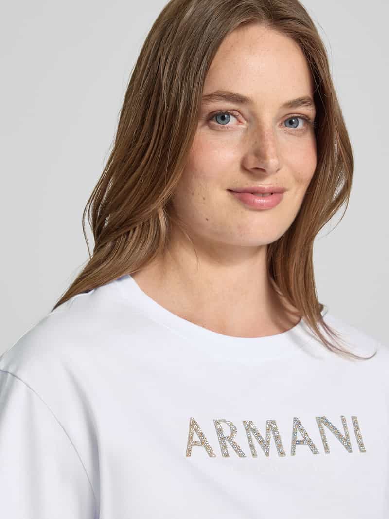 Armani Exchange Boxy fit T-shirt met siersteentjes