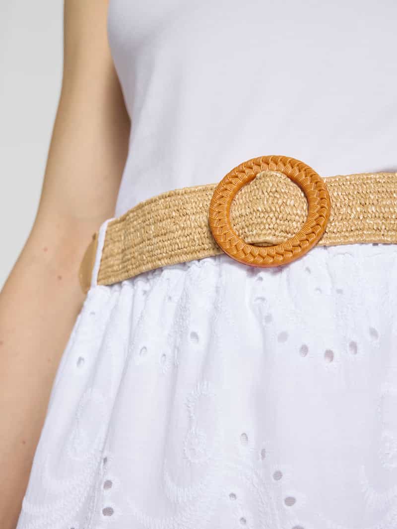 ZABAIONE Midirok met broderie anglaise en riem