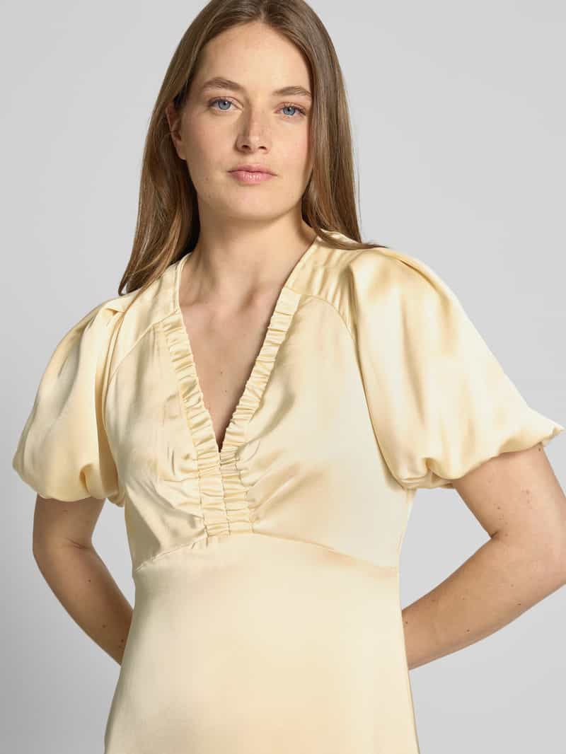 NEO NOIR Midi-jurk met V-hals en pofmouwen model 'Illana'