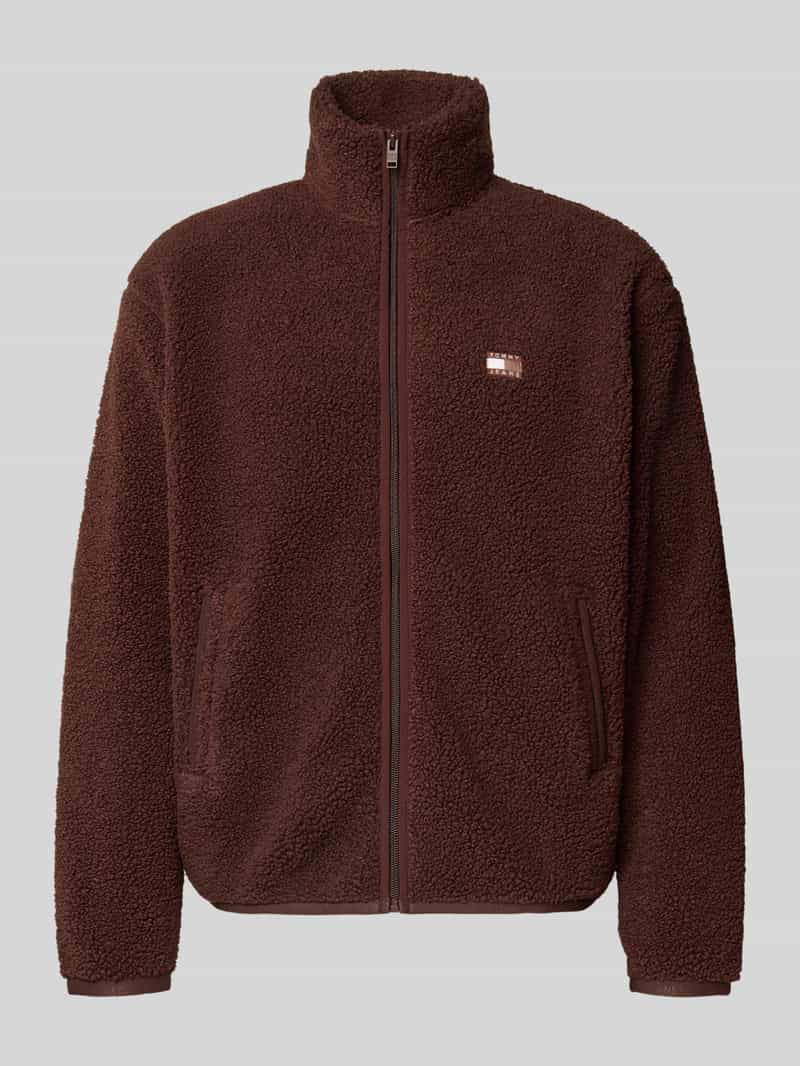 TOMMY JEANS Sweatvest BADGE TEDDY Relaxed fit, teddy-fleece, opstaande kraag
