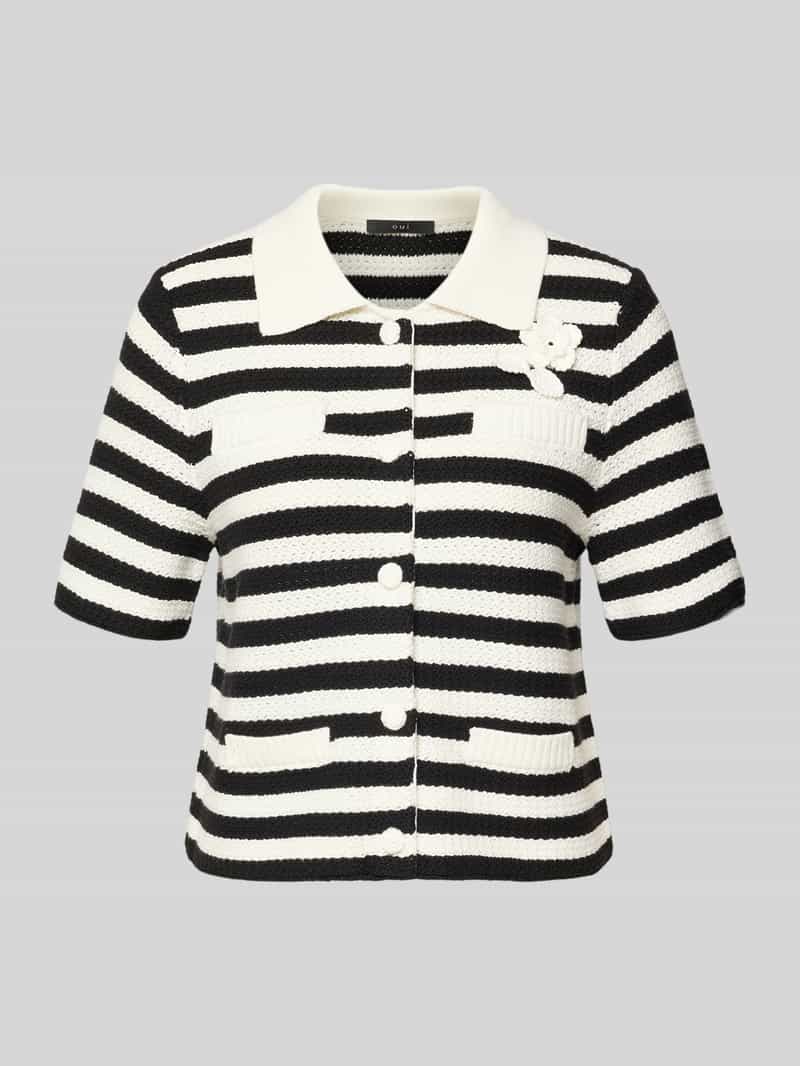 Gebreid jack met florale applicatie en 1/2-mouwen