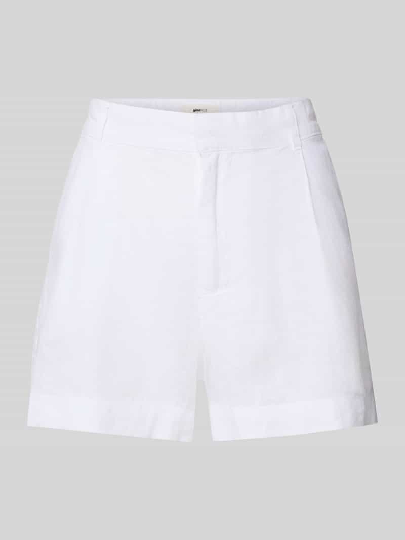Gina Tricot Korte regular fit linnen broek met bandplooien