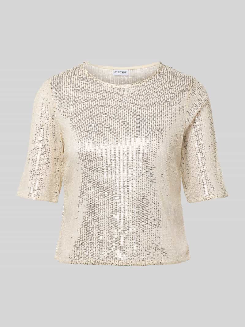 Pieces Shaped fit T-shirt met pailletten model 'JACK'