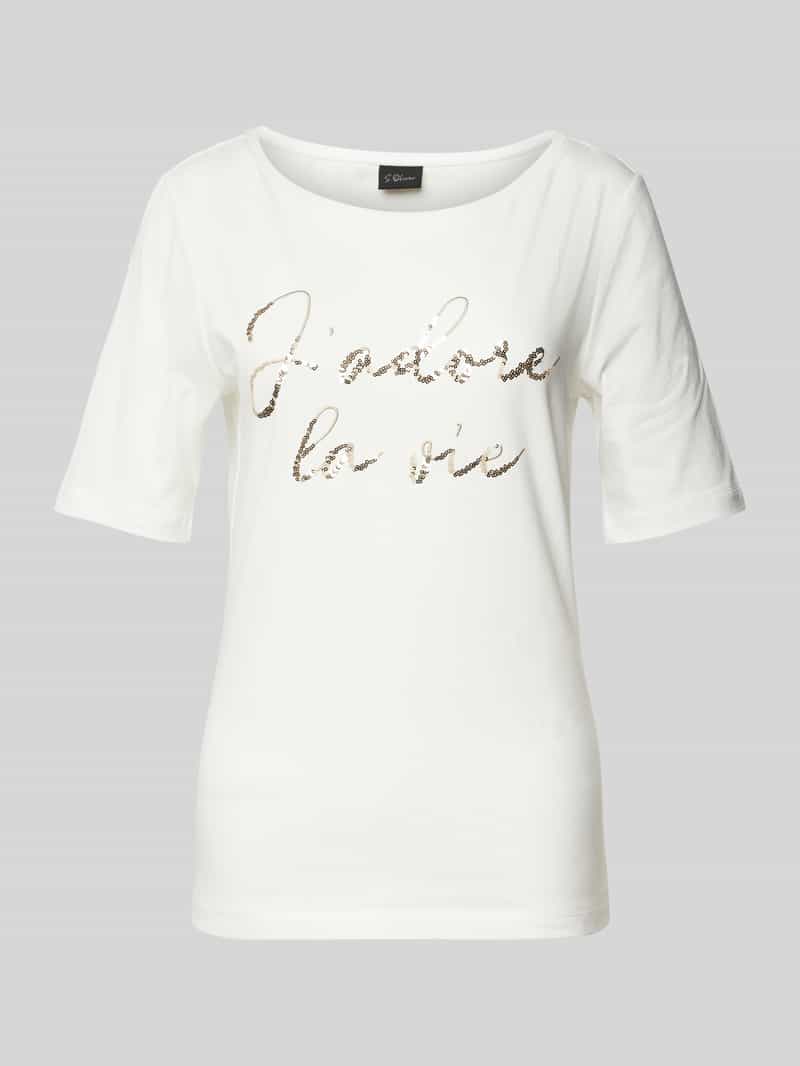 s.Oliver BLACK LABEL Regular fit T-shirt van katoenmix met pailetten