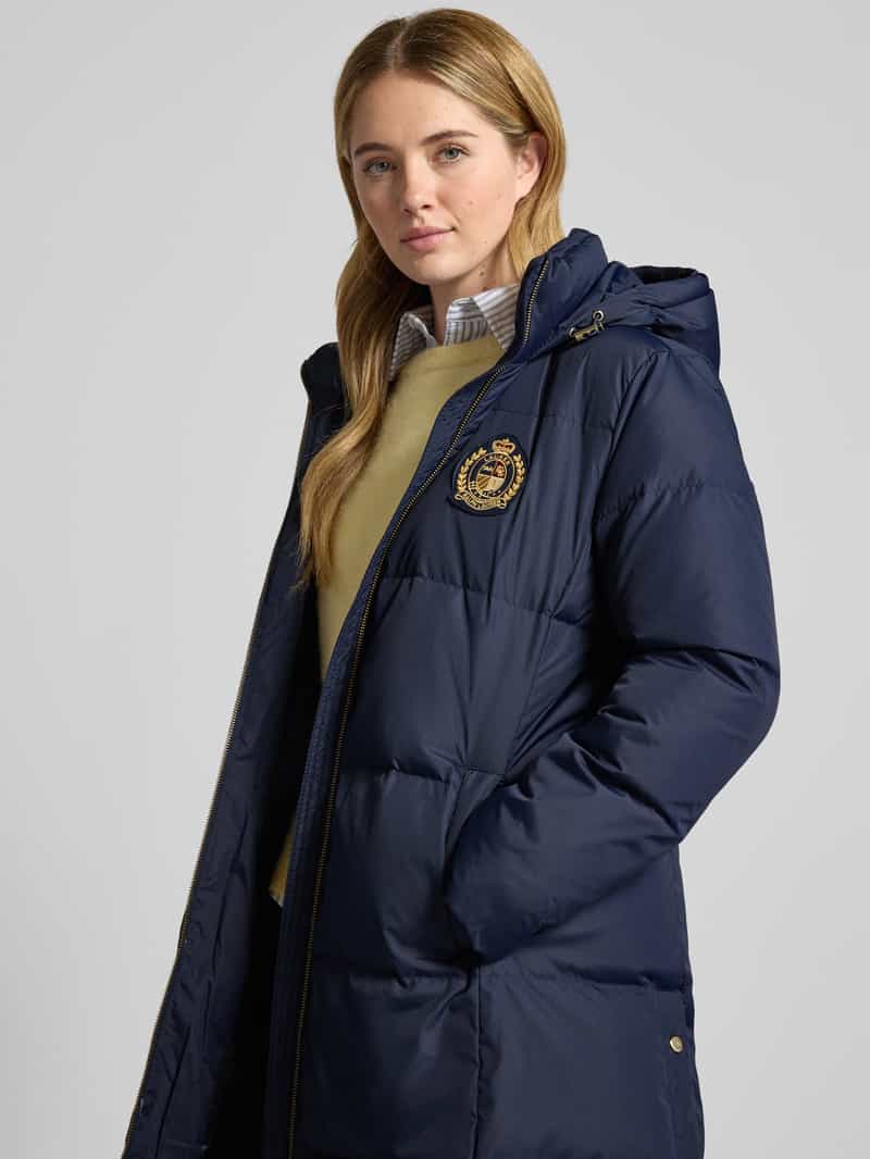 Lauren Ralph Lauren Gewatteerde lange jas met labelstitching