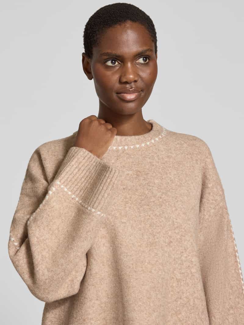 Neo Noir Gebreide pullover met contrastnaden model 'Roeme' beige, foto 4