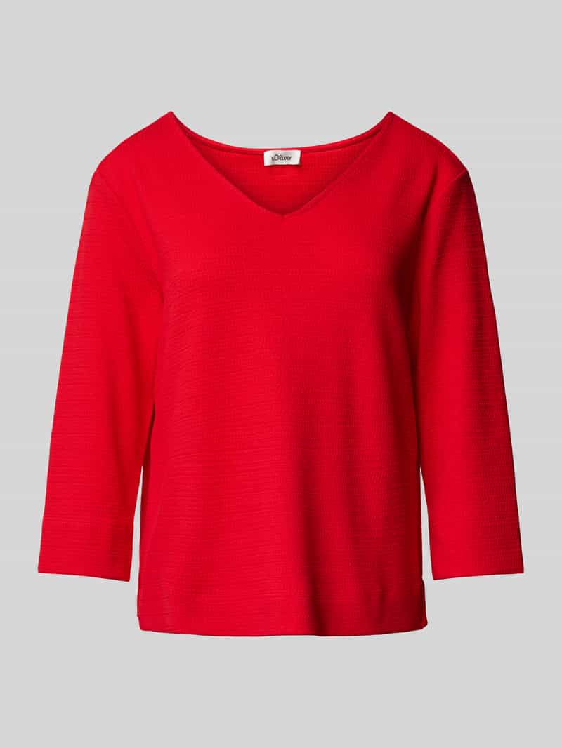 s.Oliver RED LABEL Regular fit sweatshirt met V-hals en 3 4-mouwen