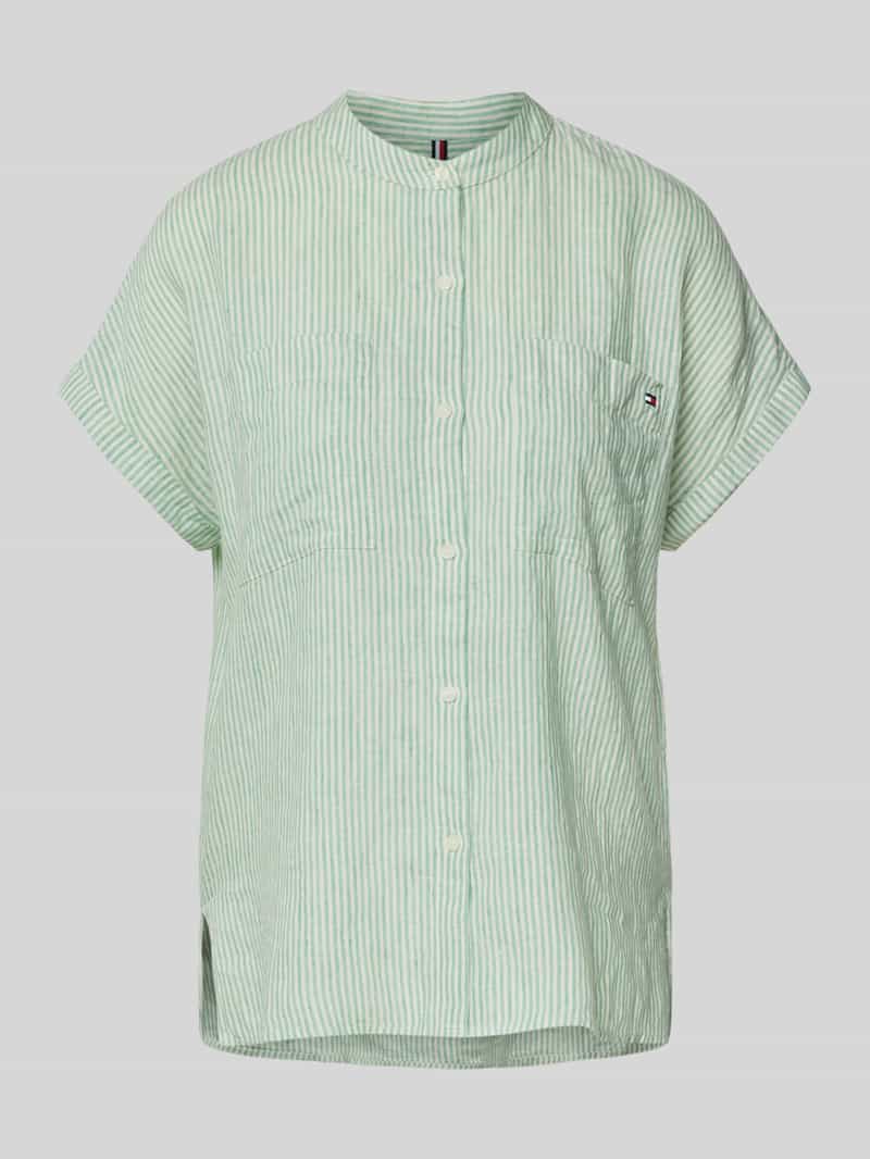 Tommy Hilfiger Relaxed fit linnen blouse met korte mouwen