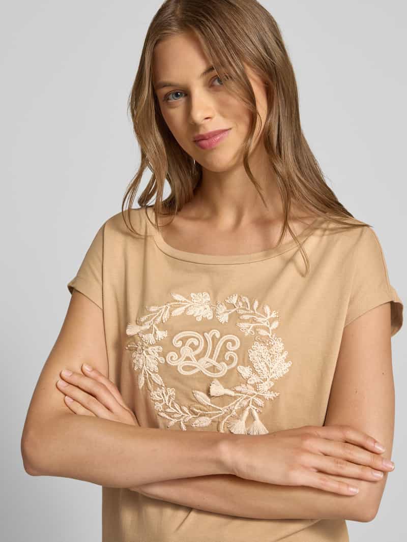 Lauren Ralph Lauren T-shirt met geribde boothals model 'GRIETA'