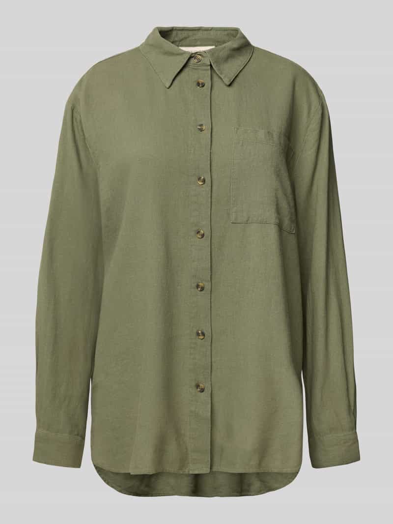 FREE QUENT Relaxed fit linnen blouse met borstzak model 'Lava'