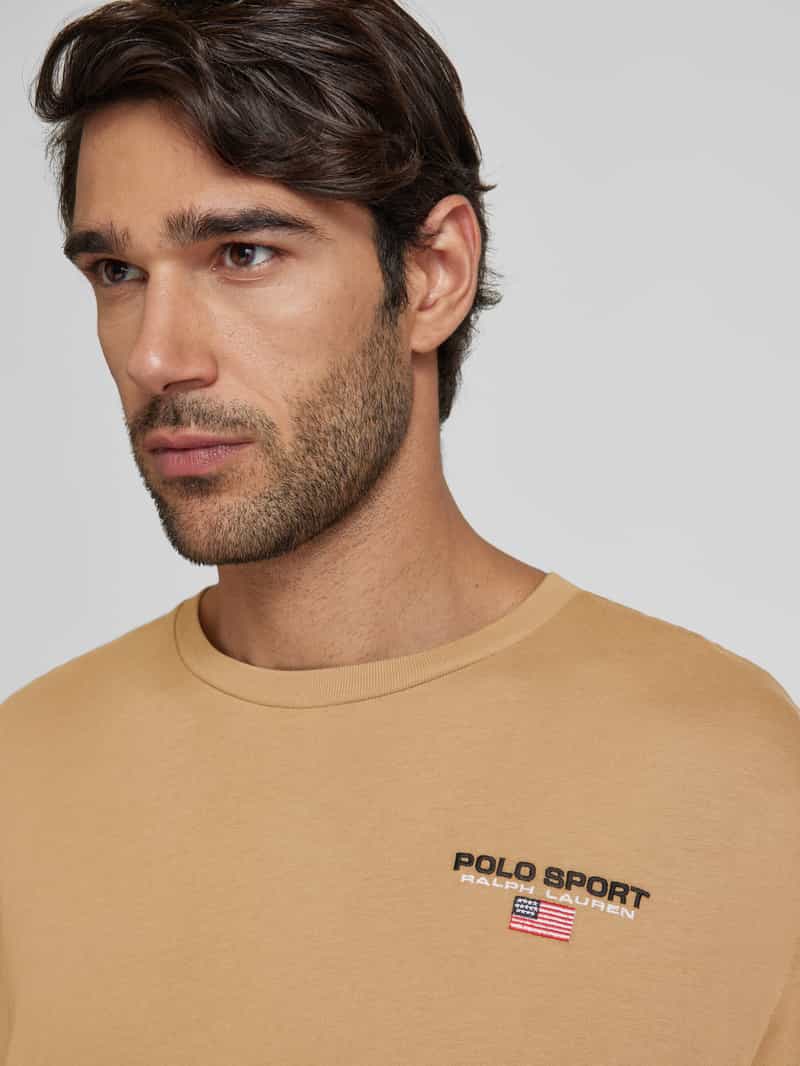 Polo Sport Shirt met lange mouwen en labelstitching
