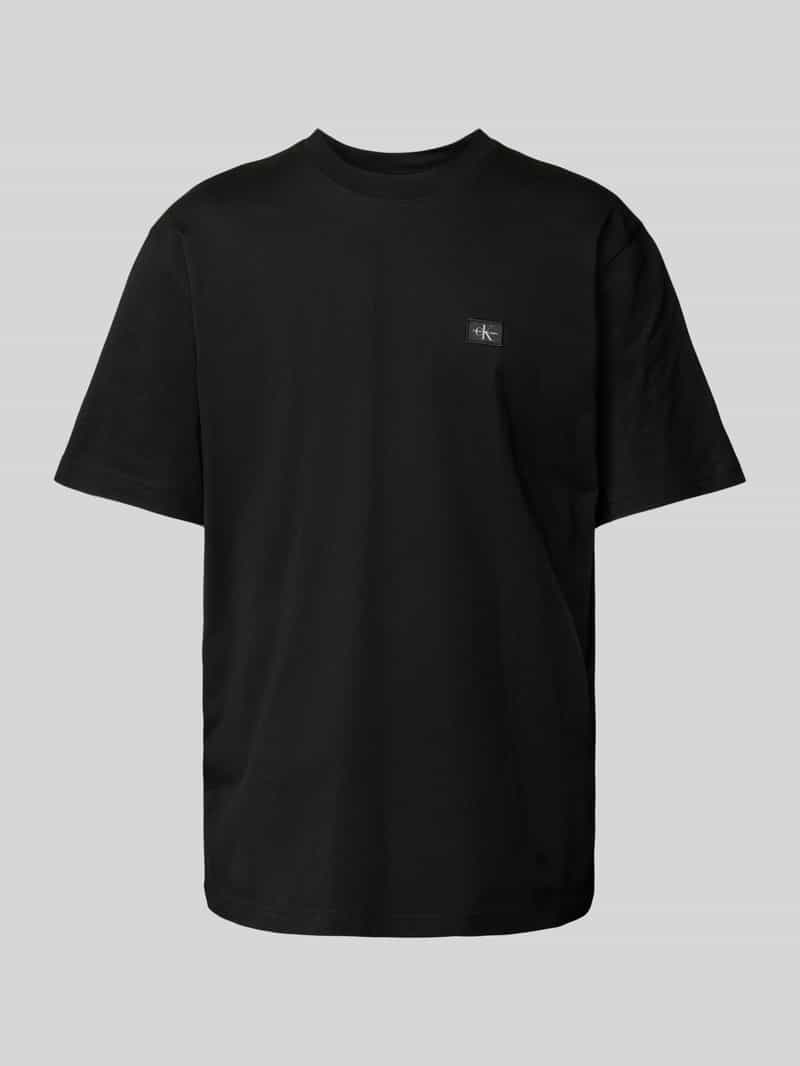 Calvin Klein Jeans T-shirt met geribde ronde hals
