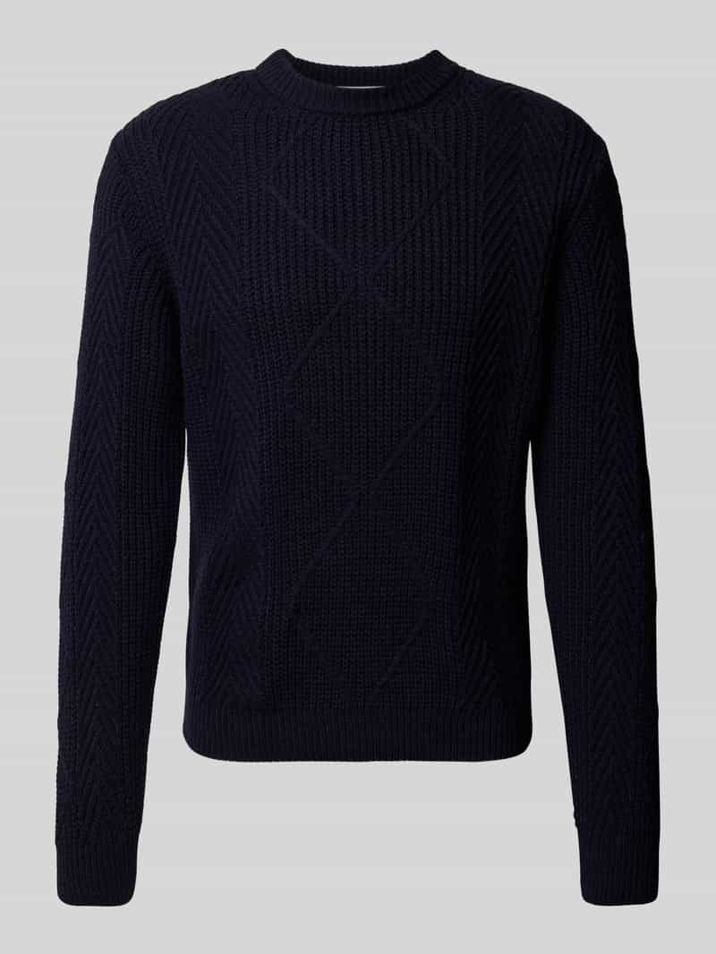 Manuel Ritz Gebreide pullover met kabelpatroon en ronde hals