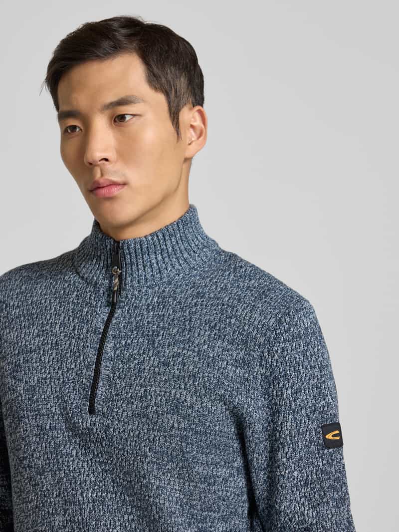 camel active Slim fit schipperstrui met ritssluiting model 'Mouline'