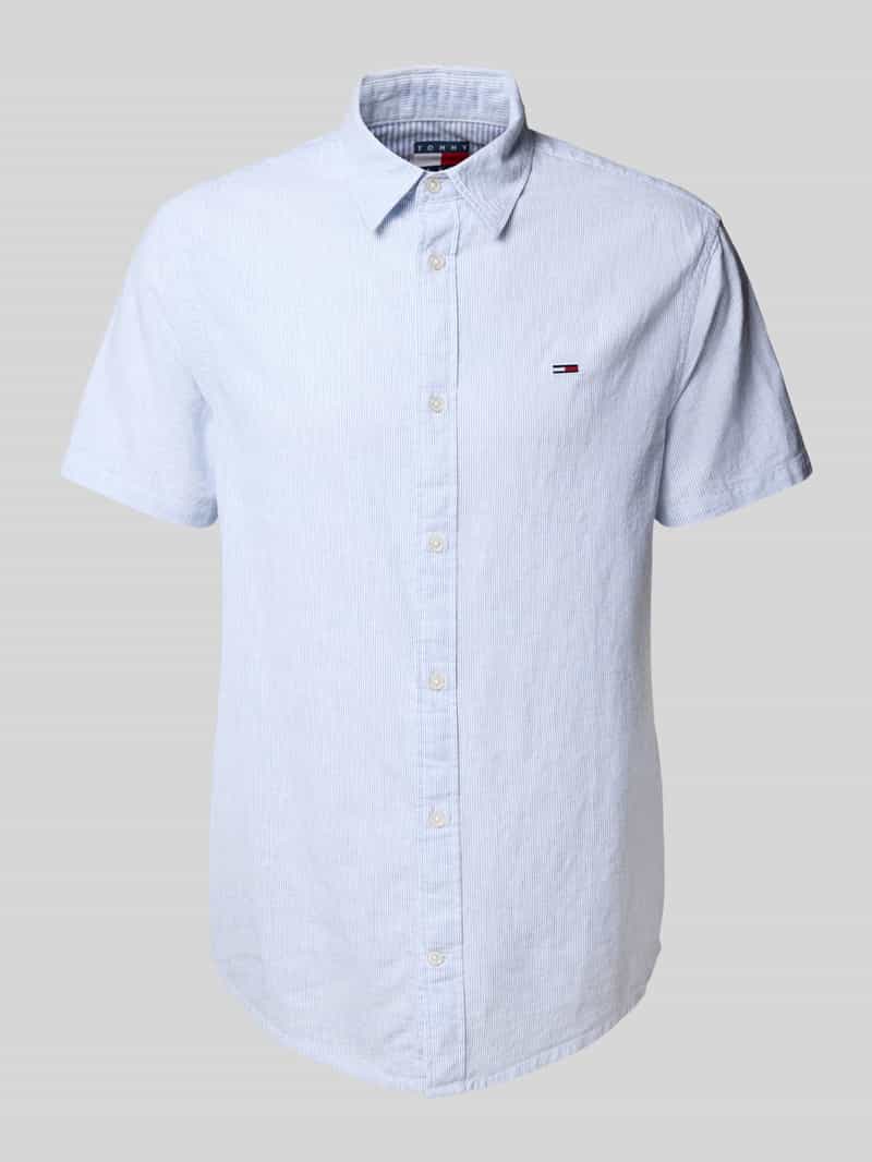 Tommy Jeans Regular fit vrijetijdsoverhemd van een mix van katoen en linnen
