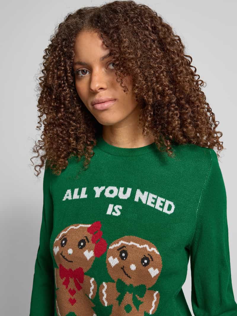Only Regular fit kersttrui met peperkoekmotief model 'XMAS GINGERBREAD'