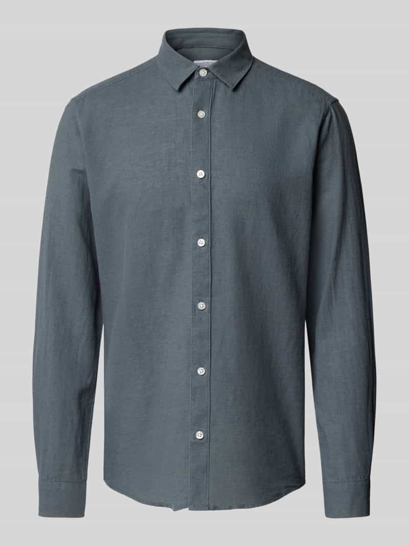 Only & Sons Slim fit linnen overhemd met kentkraag model 'CAIDEN'