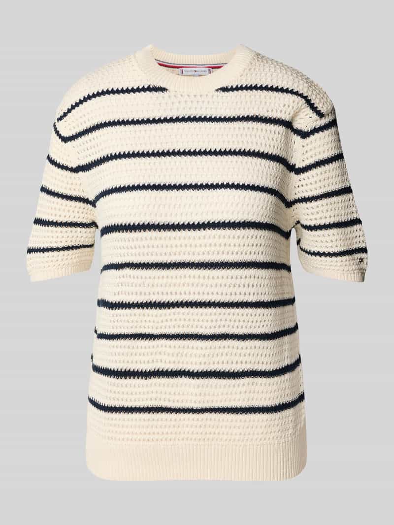 Tommy Hilfiger Regular fit gehaakte pullover van katoenmix