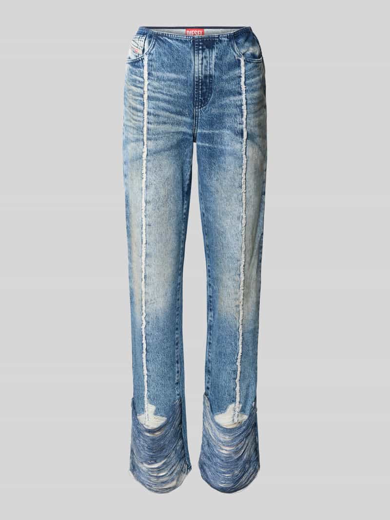 straight fit jeans met opvallende contrastkleurige siernaden