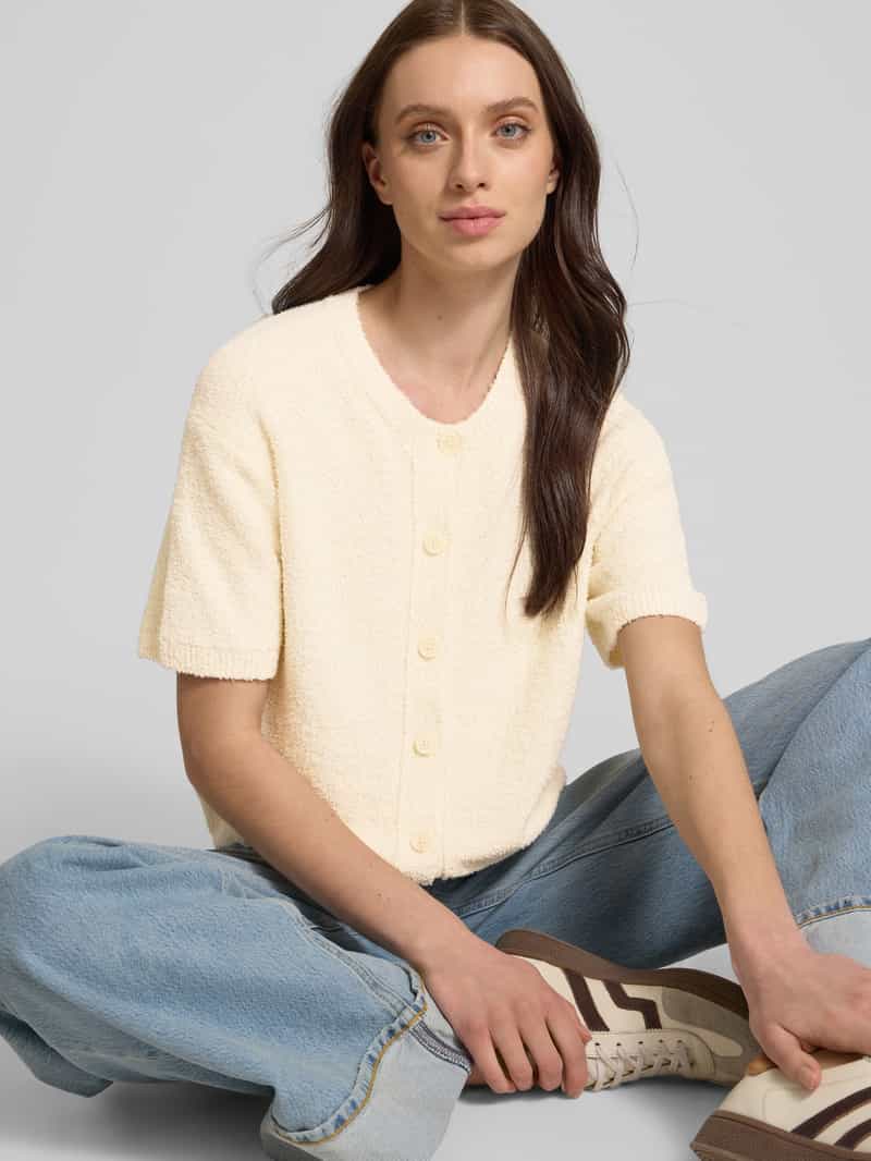 Marc O'Polo Regular fit cardigan van een mix van bouclé en katoen