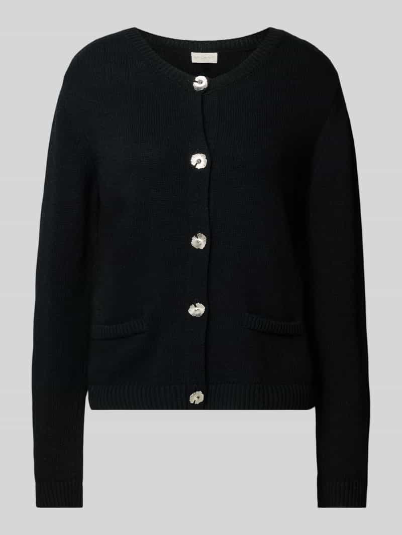 milano italy Regular fit gebreid jack met viscose en kasjmier