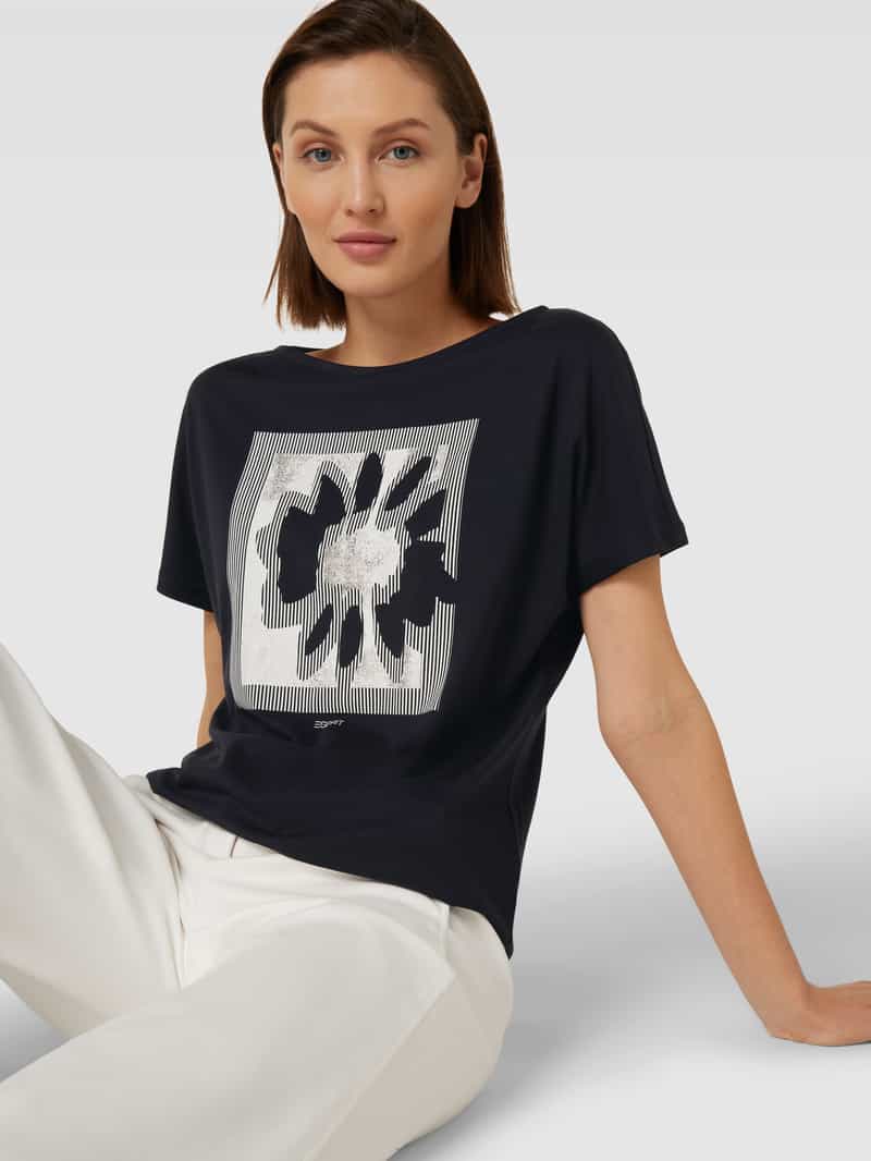 Esprit T-shirt met motief- en labelprint