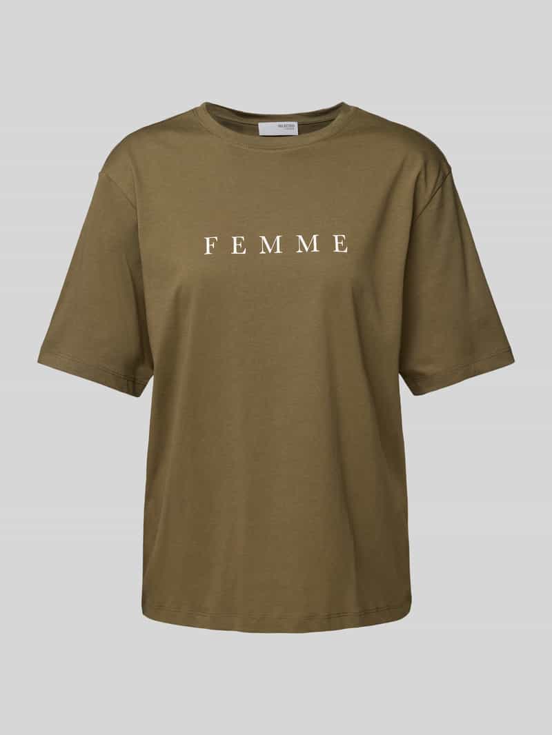 Selected Femme Oversized T-shirt met labelprint model 'VILJA'