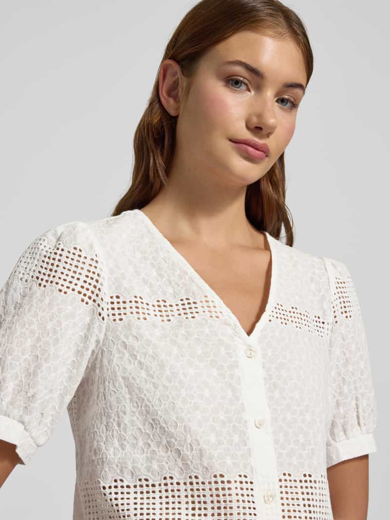 Pieces Regular fit blouse met broderie anglaise model 'TAYA'