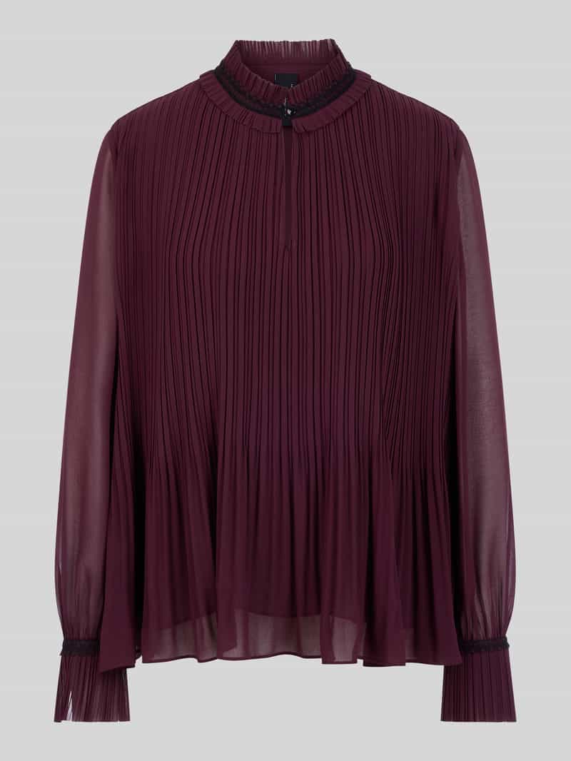 Marc Cain blouse met lange mouwen met kraag met ruches Cut Out