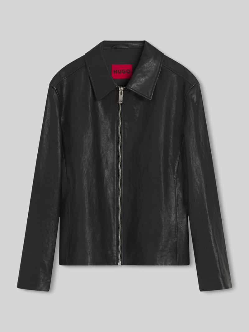 HUGO Regular fit leren jack van echt lamsleer model 'Liro'