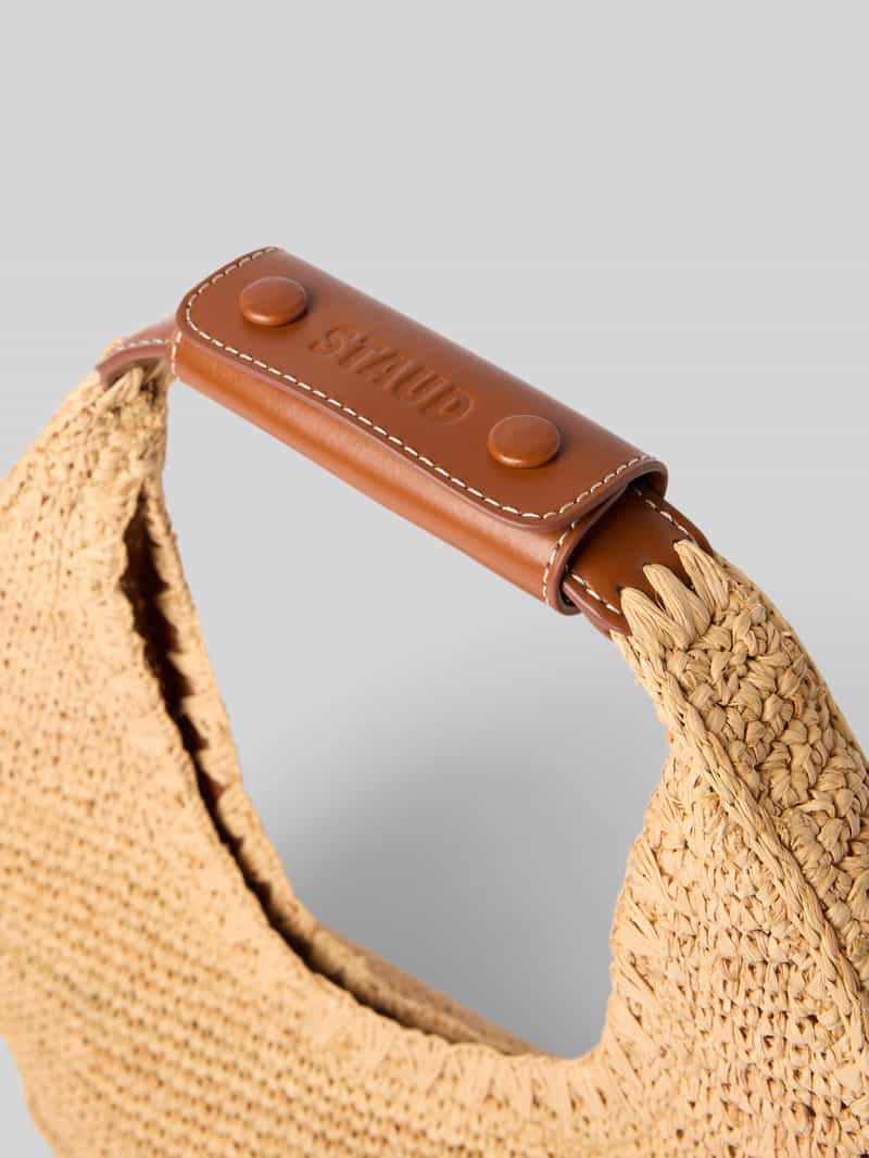 Staud Handtas met labeldetail model 'MOON RAFFIA'