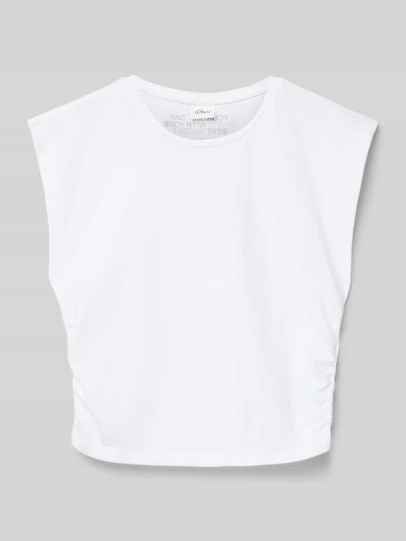 s.Oliver RED LABEL Shaped fit korte top van zuiver katoen met tekstprint