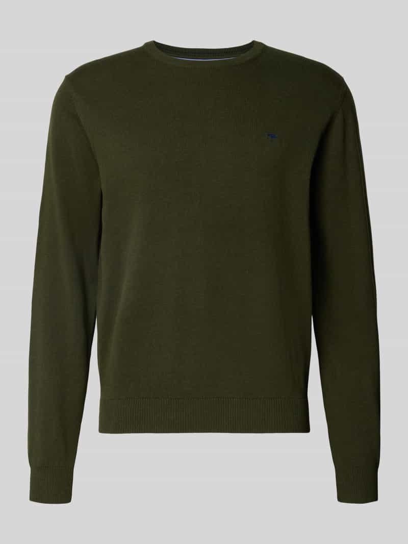 FYNCH-HATTON Gebreide pullover van puur katoen met geborduurd logo