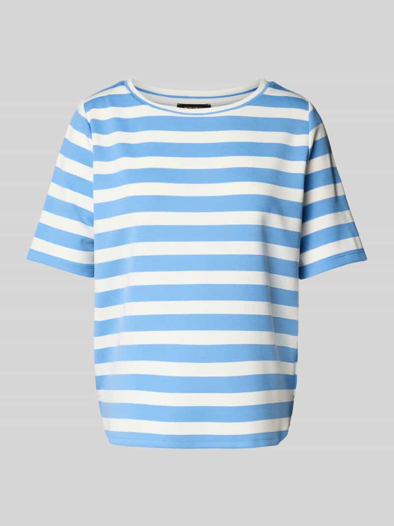 MORE & MORE T-shirt met geribde boothals
