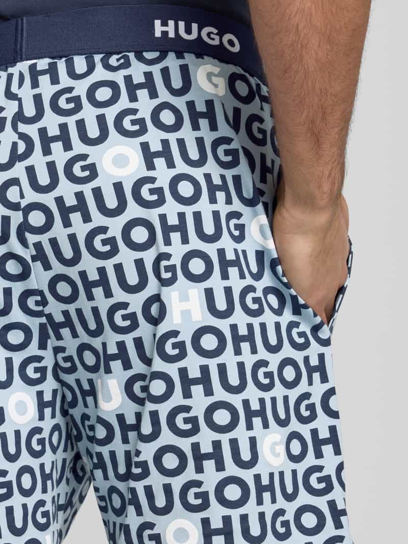 HUGO Regular fit korte broek met elastische band met label model 'TORTUGA'