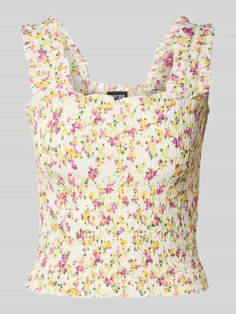 Pieces Slim fit top met all-over motief model 'TAYLIN'