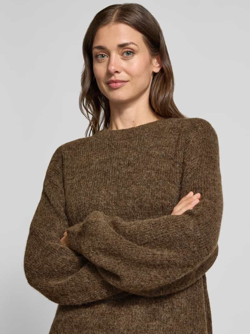 SELECTED WOMEN relaxed fit pullover van wolmix model 'LULU' bruin, foto 4