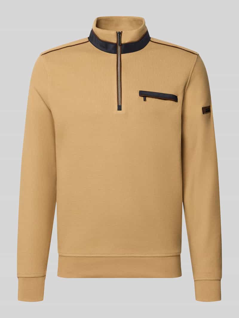 Bugatti Sweatshirt met opstaande kraag en ritssluiting