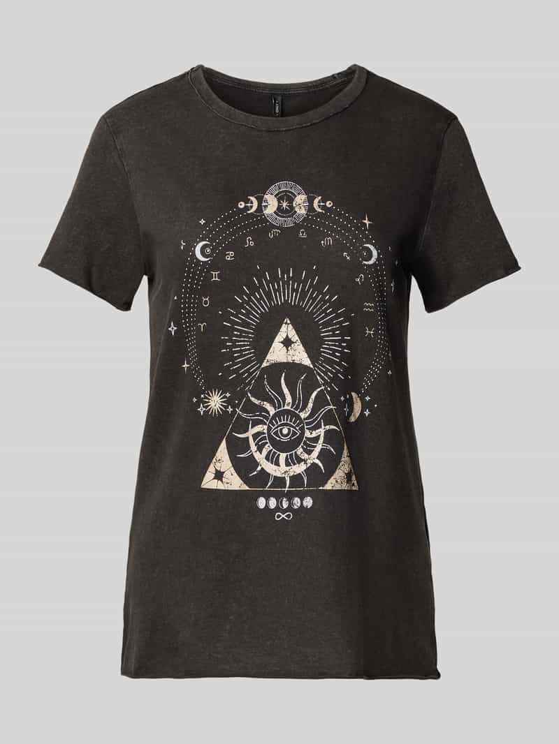 Only Regular fit T-shirt van zuivere katoen met motiefprint model 'LUCY LIFE'