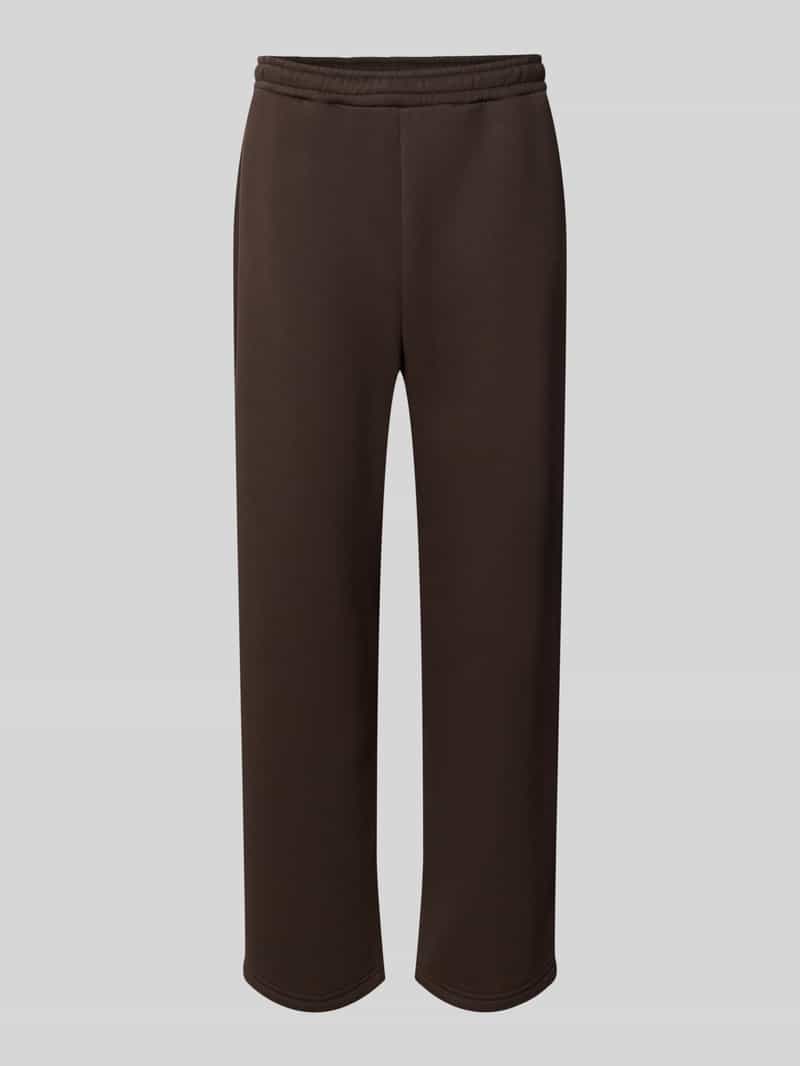 straight fit sweatpants van katoenmix met labeldetail