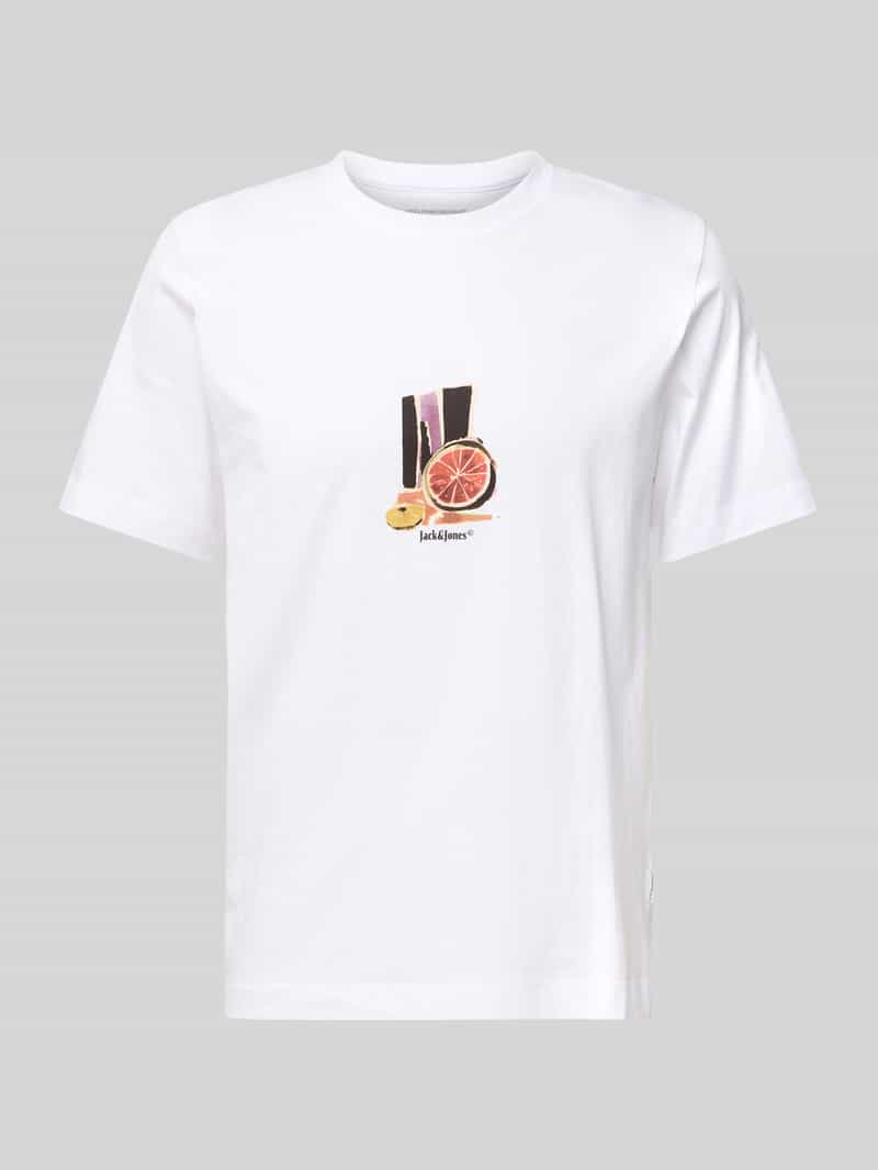 jack & jones T-shirt met geribde ronde hals model 'VARENNA'