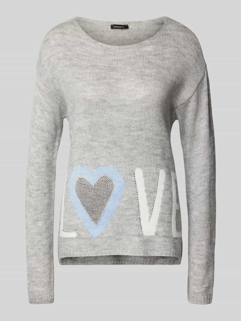 MORE & MORE Gebreide pullover met siersteentjes, model 'LOVE'