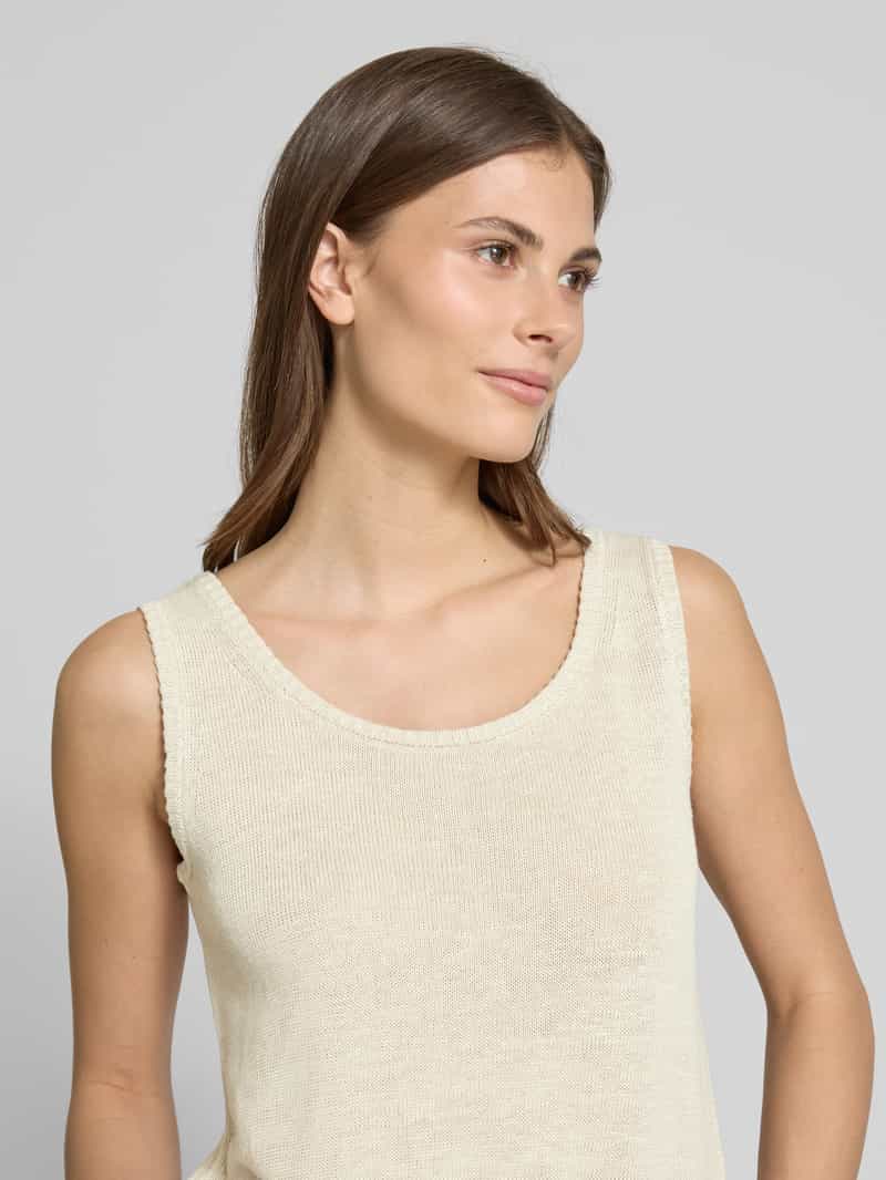MM Gebreide linnen top met ribboorden model 'BACCANO'