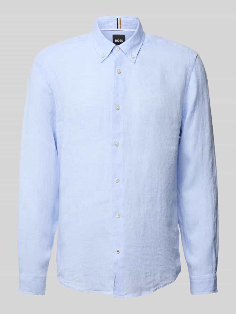 Boss Regular fit linnen overhemd met button-downkraag