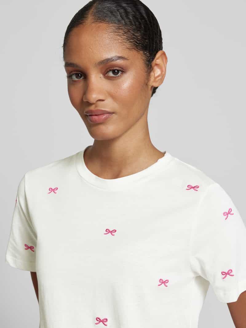 Ichi T-shirt met motiefstitching model 'CAMINO'