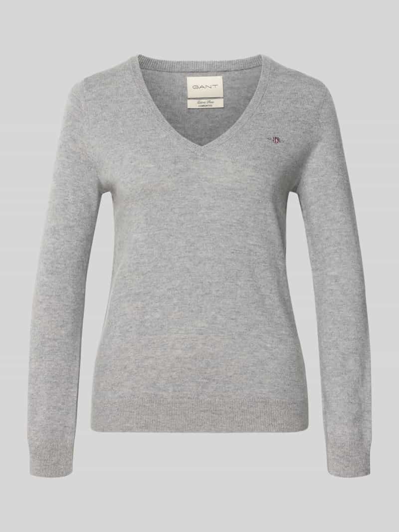 Gant Gebreide pullover van lamswolmix met V-hals
