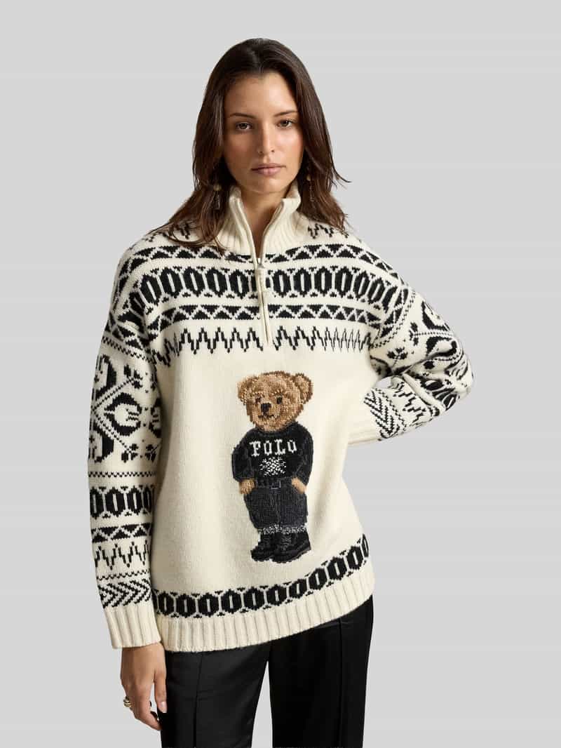 Polo Ralph Lauren Pullover van wol kasjmier met teddybeermotief