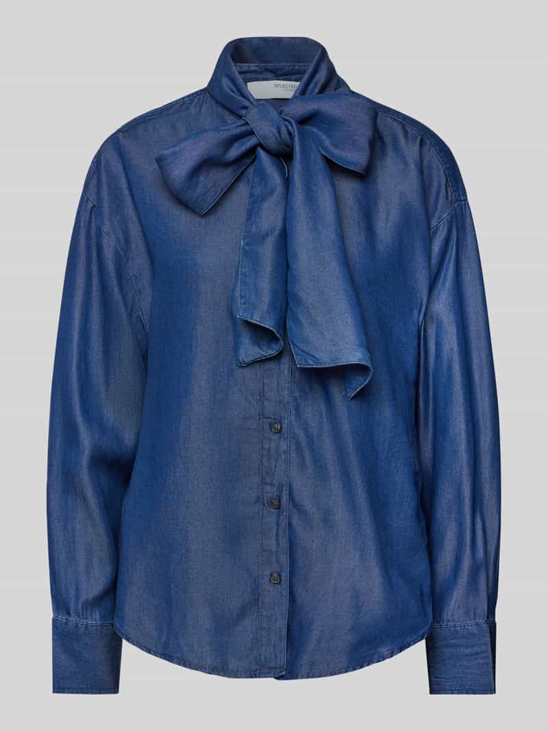 Selected Femme Relaxed fit strikblouse met denimlook model 'JANNA'