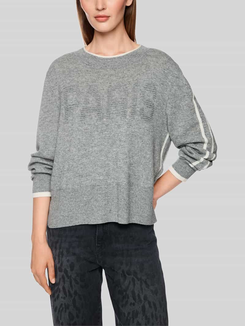 Marc Cain Pullover van mix van wol en alpaca met structuurlogo